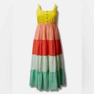Torrid 2X Seersucker Tiered Maxi Dress